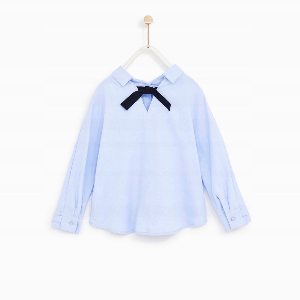 Zara girls blue blouse with back bow - Picture 7 of 16